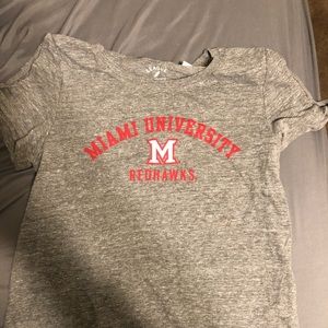 brand new miami university shoulder cut tee